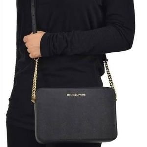 Jet Set Large Saffiano Leather Crossbody Bag